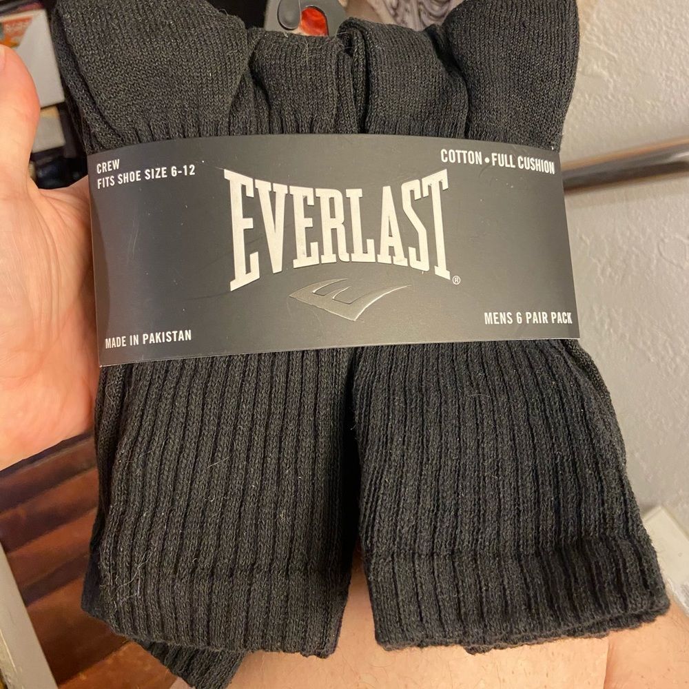 Everlast Black Dress Socks Full Cushion Cotton NWT